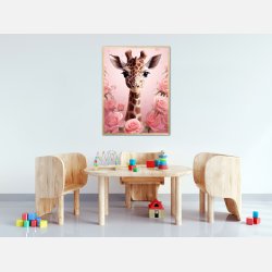 Giraffens Pink Rose Oase - Giraf Plakat 30