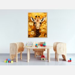 Giraffens Gule Blomsterparadis - Giraf Plakat 12