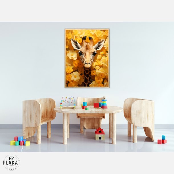 Giraffens Gule Blomsterparadis - Giraf Plakat 12