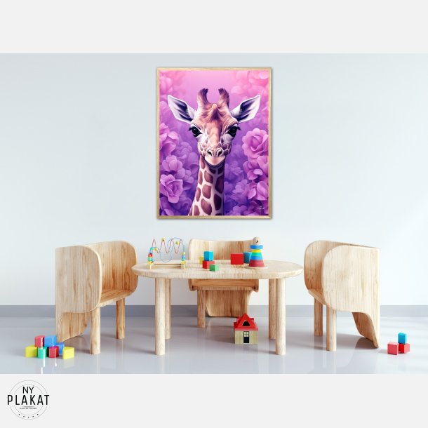 Giraffens Lilla Rosedrm - Giraf Plakat 25