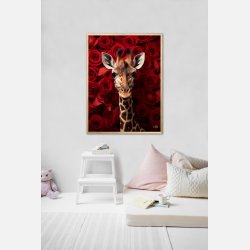 Giraffens Krlighed til Rde Roser - Giraf Plakat 17