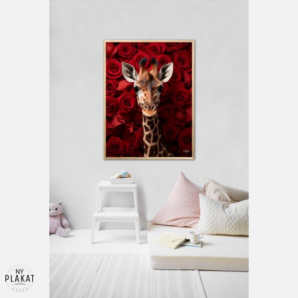 Giraffens Krlighed til Rde Roser - Giraf Plakat 17