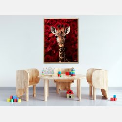 Giraffens Krlighed til Rde Roser - Giraf Plakat 17