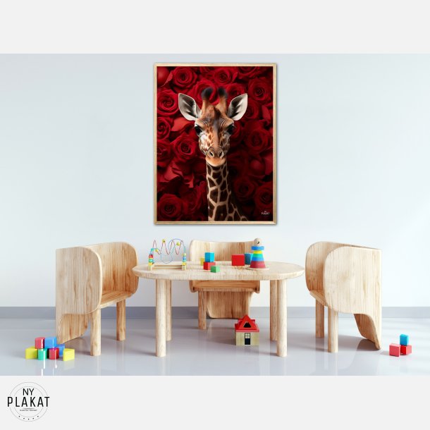 Giraffens Krlighed til Rde Roser - Giraf Plakat 17