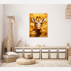 Giraffens Gule Blomsterparadis - Giraf Plakat 12