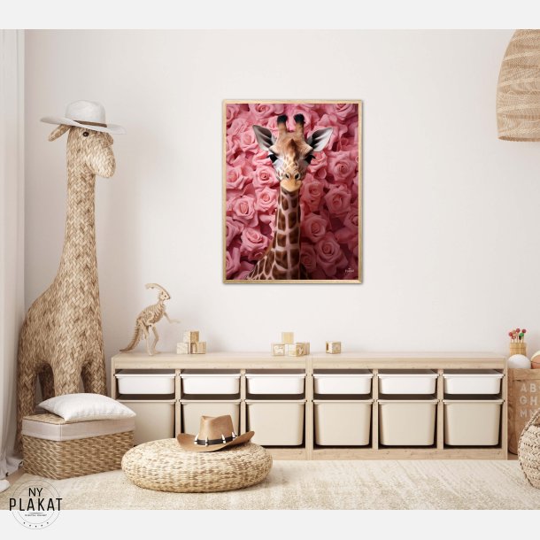 Giraffens Rosehav i Pink - Giraf Plakat 26