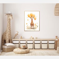 Giraf Med Orange Balloner - Giraf Plakat 27