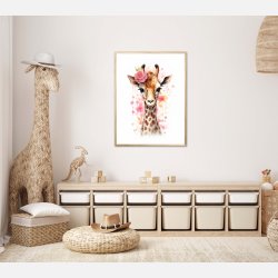 Giraffens Blomsterdrmme - Giraf Plakat 28