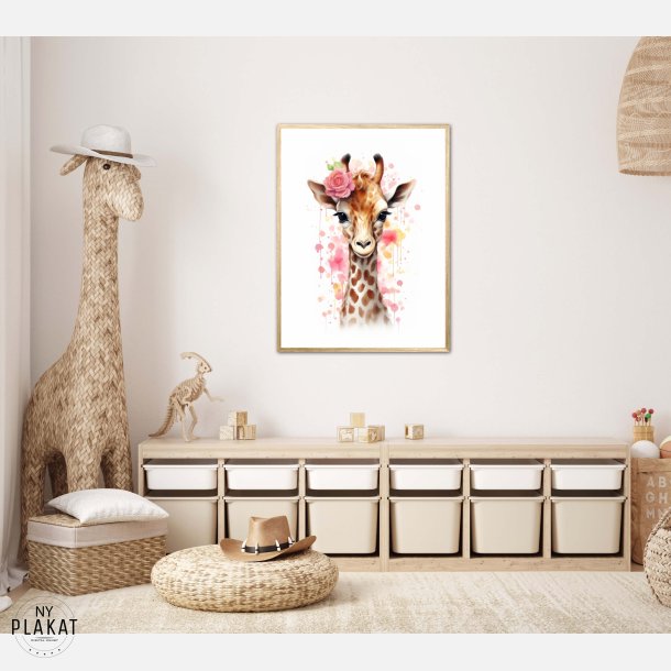Giraffens Blomsterdrmme - Giraf Plakat 28