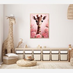 Giraffens Pink Rose Oase - Giraf Plakat 30