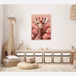 Pink Roser i Giraffens Verden - Giraf Plakat 31