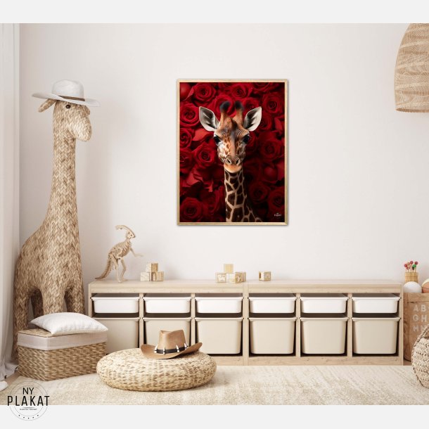 Giraffens Krlighed til Rde Roser - Giraf Plakat 17