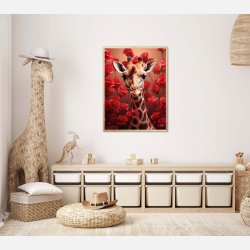 Giraffens Rde Roseblomstring - Giraf Plakat 15