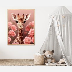 Pink Roser i Giraffens Verden - Giraf Plakat 31