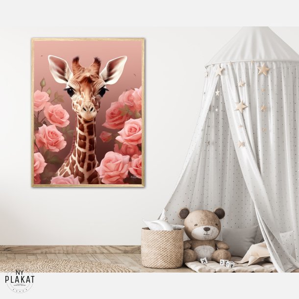 Pink Roser i Giraffens Verden - Giraf Plakat 31