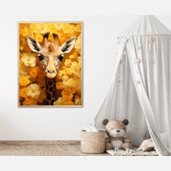 Giraffens Gule Blomsterparadis - Giraf Plakat 12