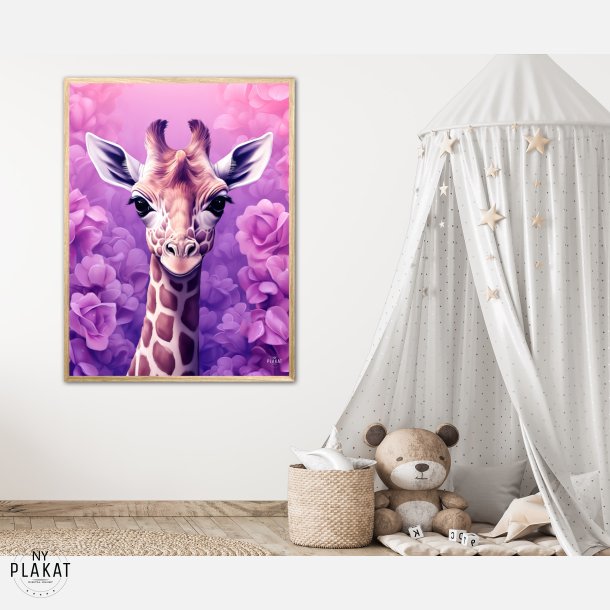 Giraffens Lilla Rosedrm - Giraf Plakat 25