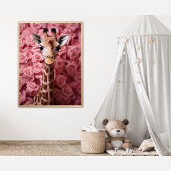 Giraffens Rosehav i Pink - Giraf Plakat 26