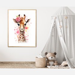 Giraffens Blomsterdrmme - Giraf Plakat 28