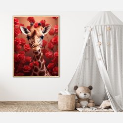 Giraffens Rde Roseblomstring - Giraf Plakat 15