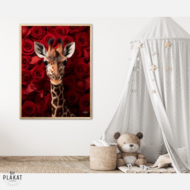 Giraffens Krlighed til Rde Roser - Giraf Plakat 17