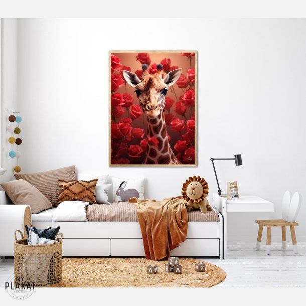 Giraffens Rde Roseblomstring - Giraf Plakat 15