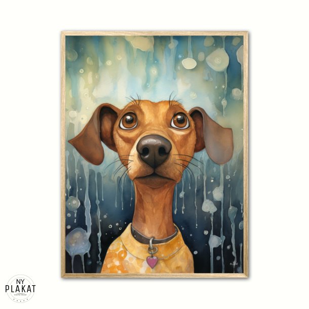 Hund 1 Plakat - Vandfarve Effekt 