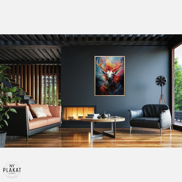 Nebulous Beauty Stag's Dynamic Pose - Plakat