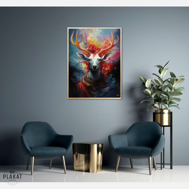 Nebulous Beauty Stag's Dynamic Pose - Plakat