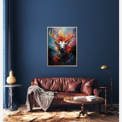 Nebulous Beauty Stag's Dynamic Pose - Plakat