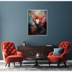 Nebulous Beauty Stag's Dynamic Pose - Plakat