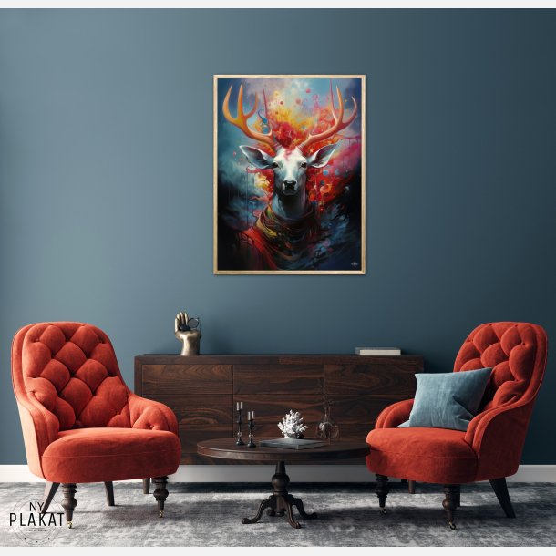 Nebulous Beauty Stag's Dynamic Pose - Plakat