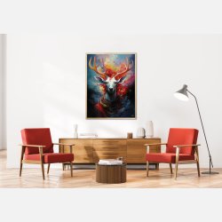 Nebulous Beauty Stag's Dynamic Pose - Plakat