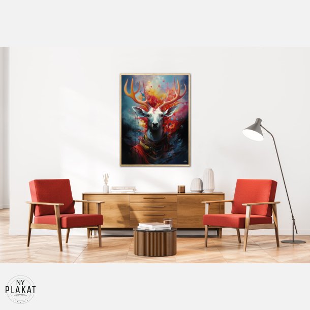 Nebulous Beauty Stag's Dynamic Pose - Plakat