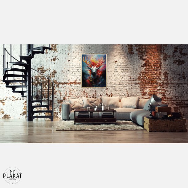 Nebulous Beauty Stag's Dynamic Pose - Plakat