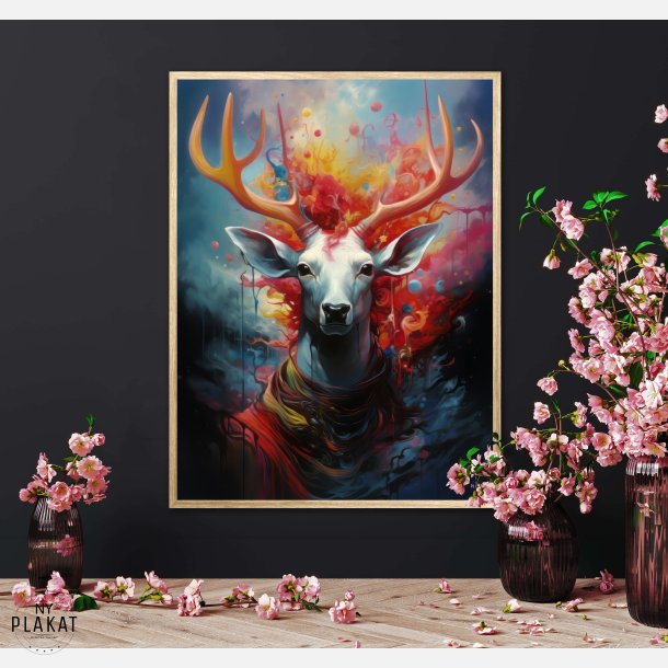 Nebulous Beauty Stag's Dynamic Pose - Plakat