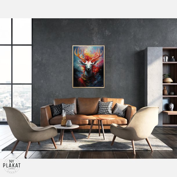 Nebulous Beauty Stag's Dynamic Pose - Plakat