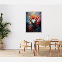 Nebulous Beauty Stag's Dynamic Pose - Plakat