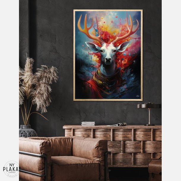 Nebulous Beauty Stag's Dynamic Pose - Plakat