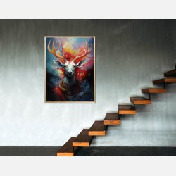 Nebulous Beauty Stag's Dynamic Pose - Plakat