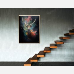 Stag's Radiant Rainbow Journey - Plakat