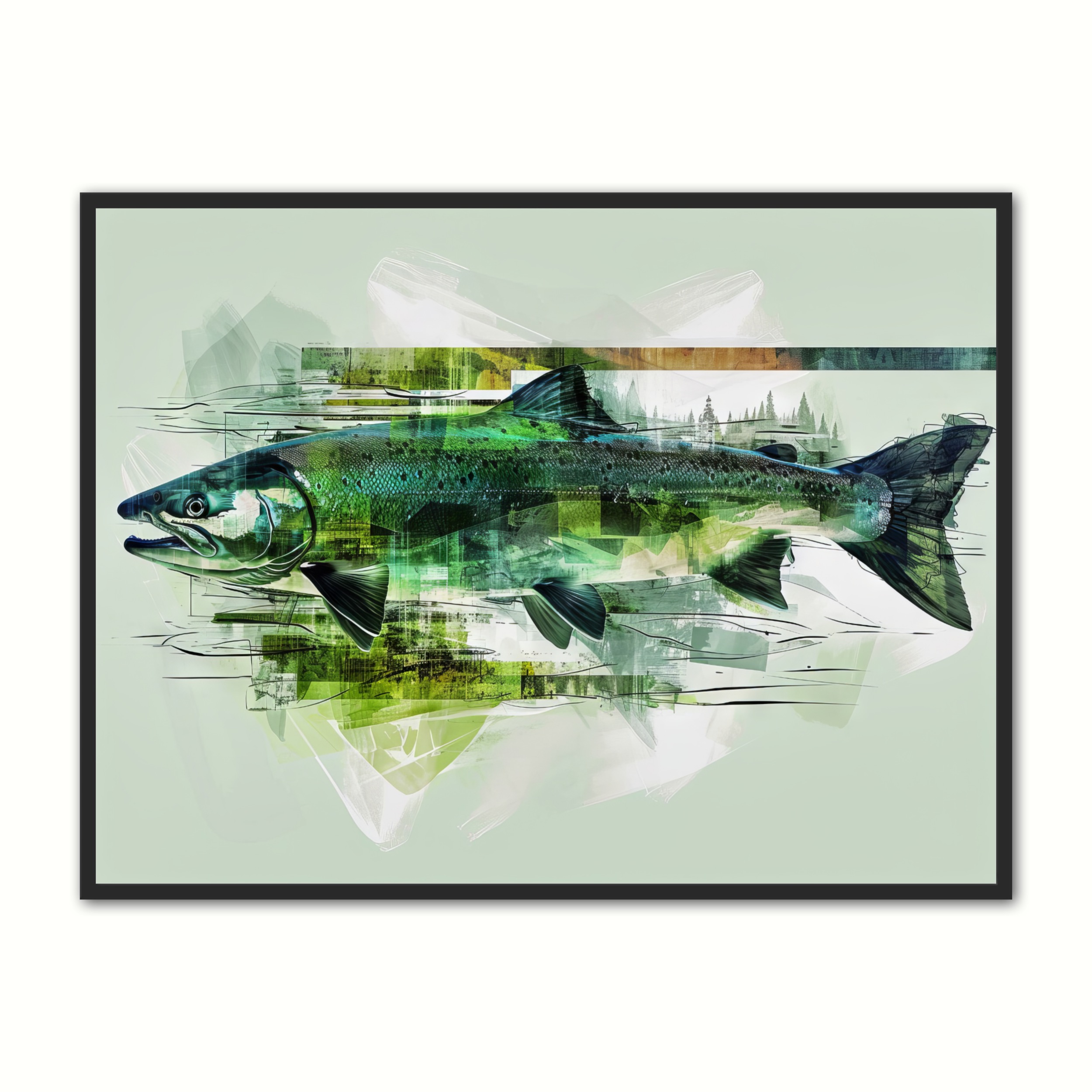 Plakat med Fiske Plakat 1 - Laks 21 x 29,7 cm (A4)