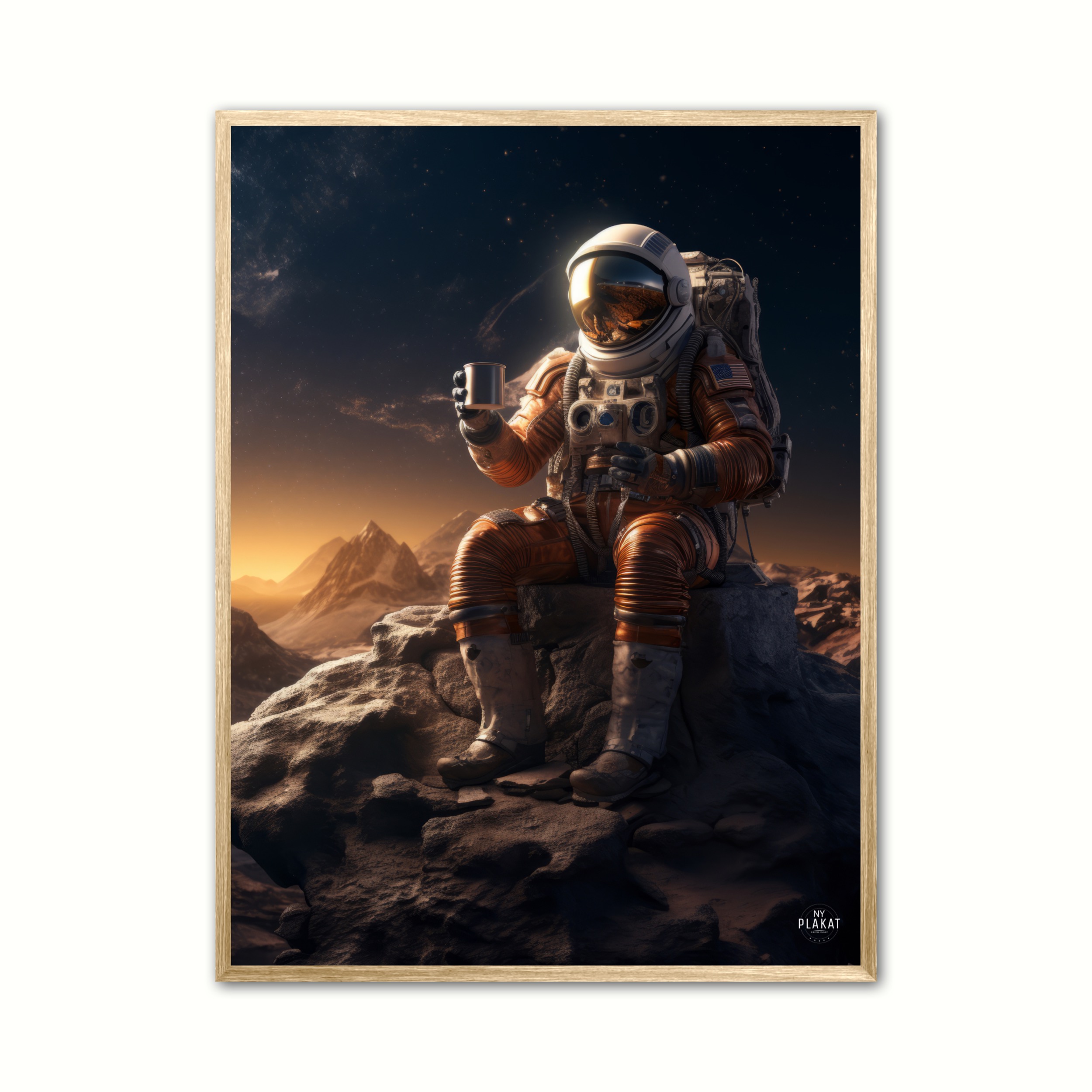 Astronaut med kaffe plakat Nr. 1 21 x 29,7 cm (A4)