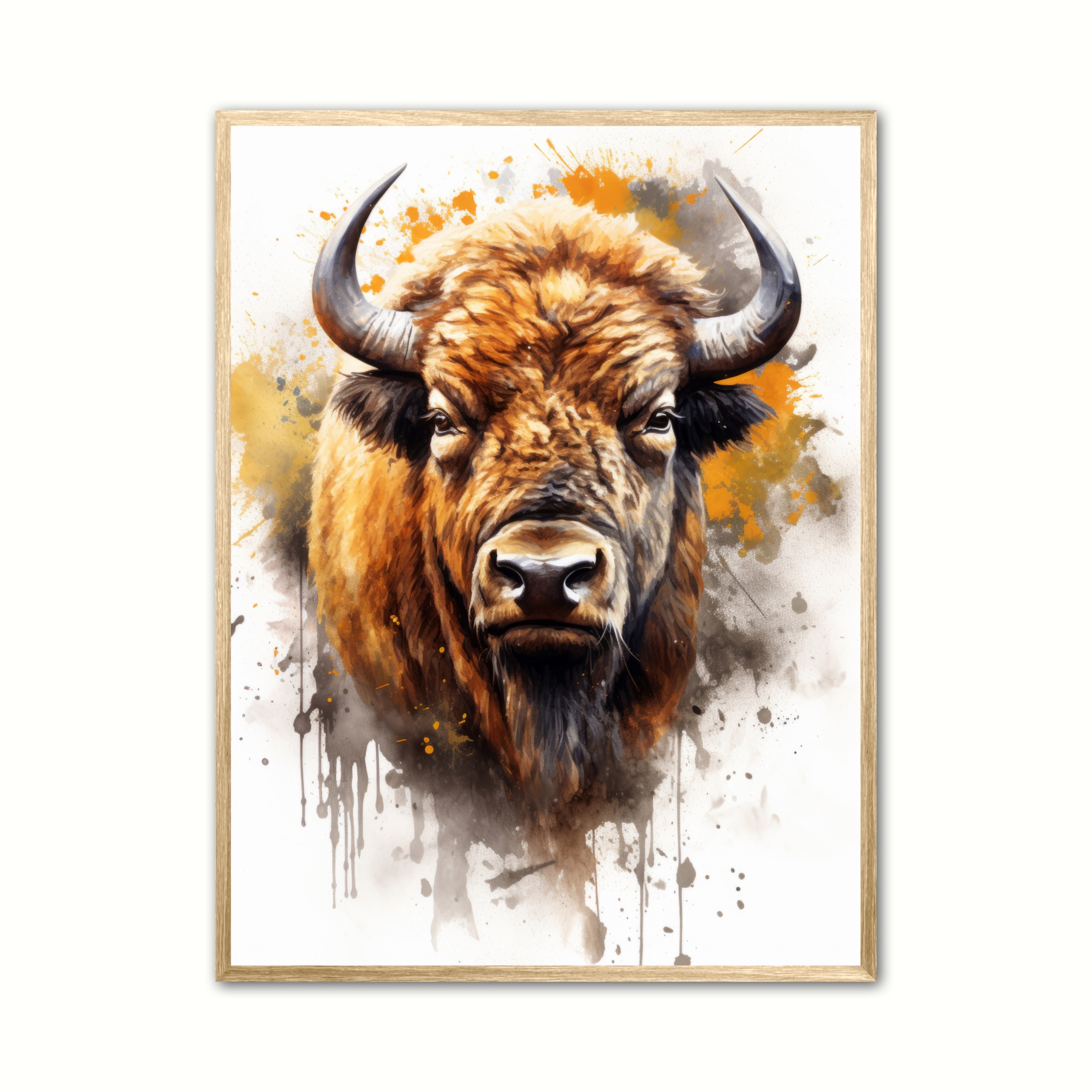 Plakat med Bison Plakat 5 - Vandfarve Effekt 21 x 29,7 cm (A4)