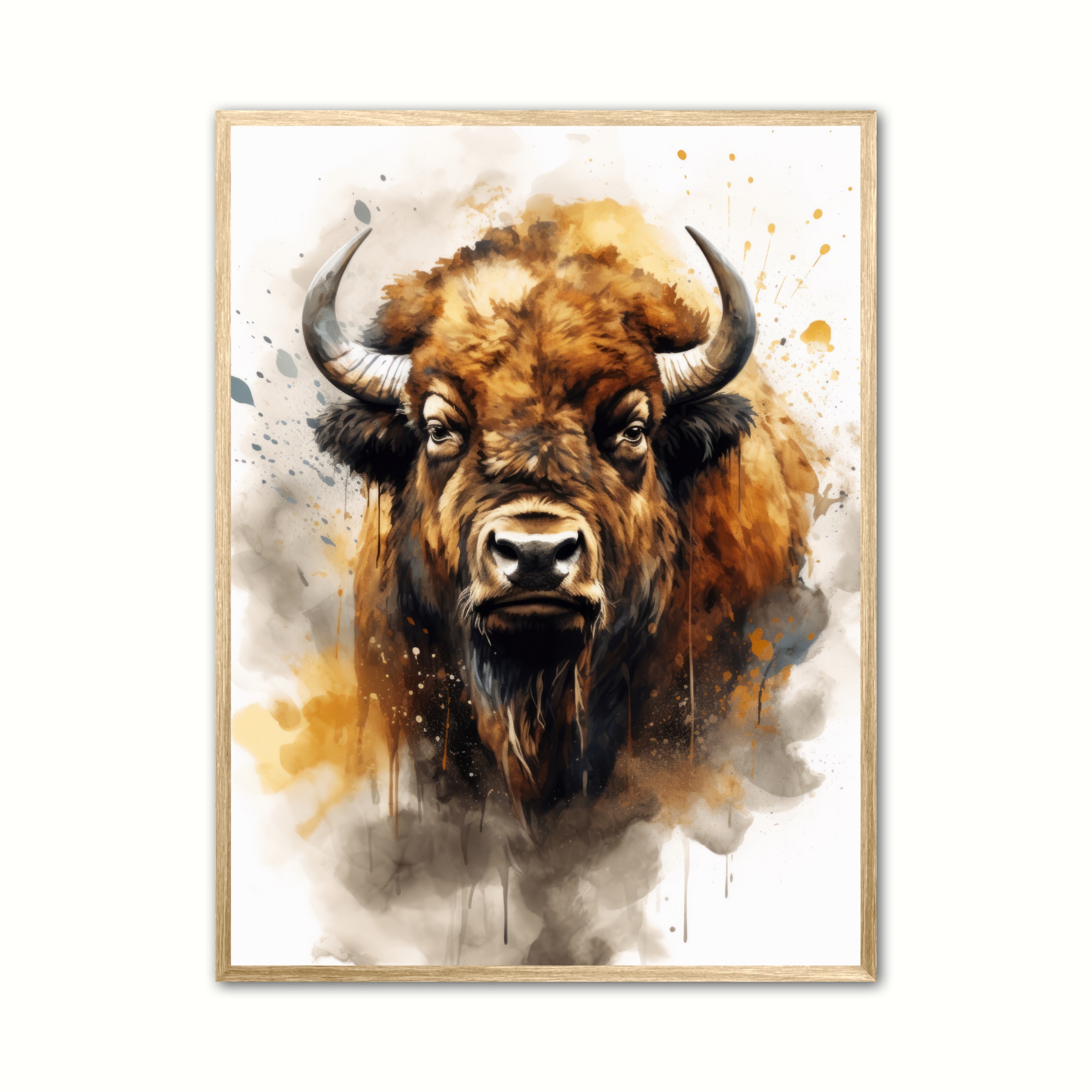 Plakat med Bison Plakat 6 - Vandfarve Effekt 21 x 29,7 cm (A4)