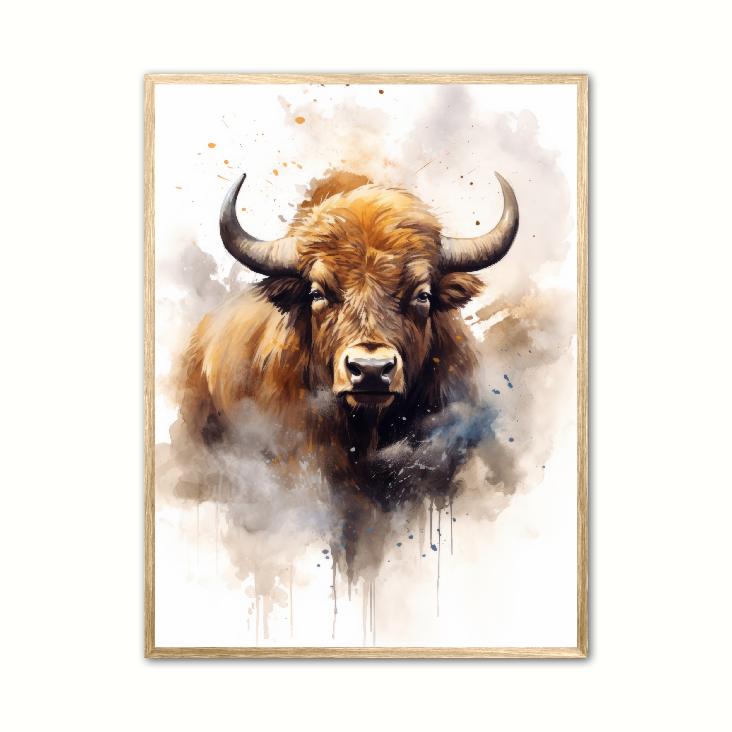 Plakat med Bison Plakat 7 - Vandfarve Effekt 21 x 29,7 cm (A4)