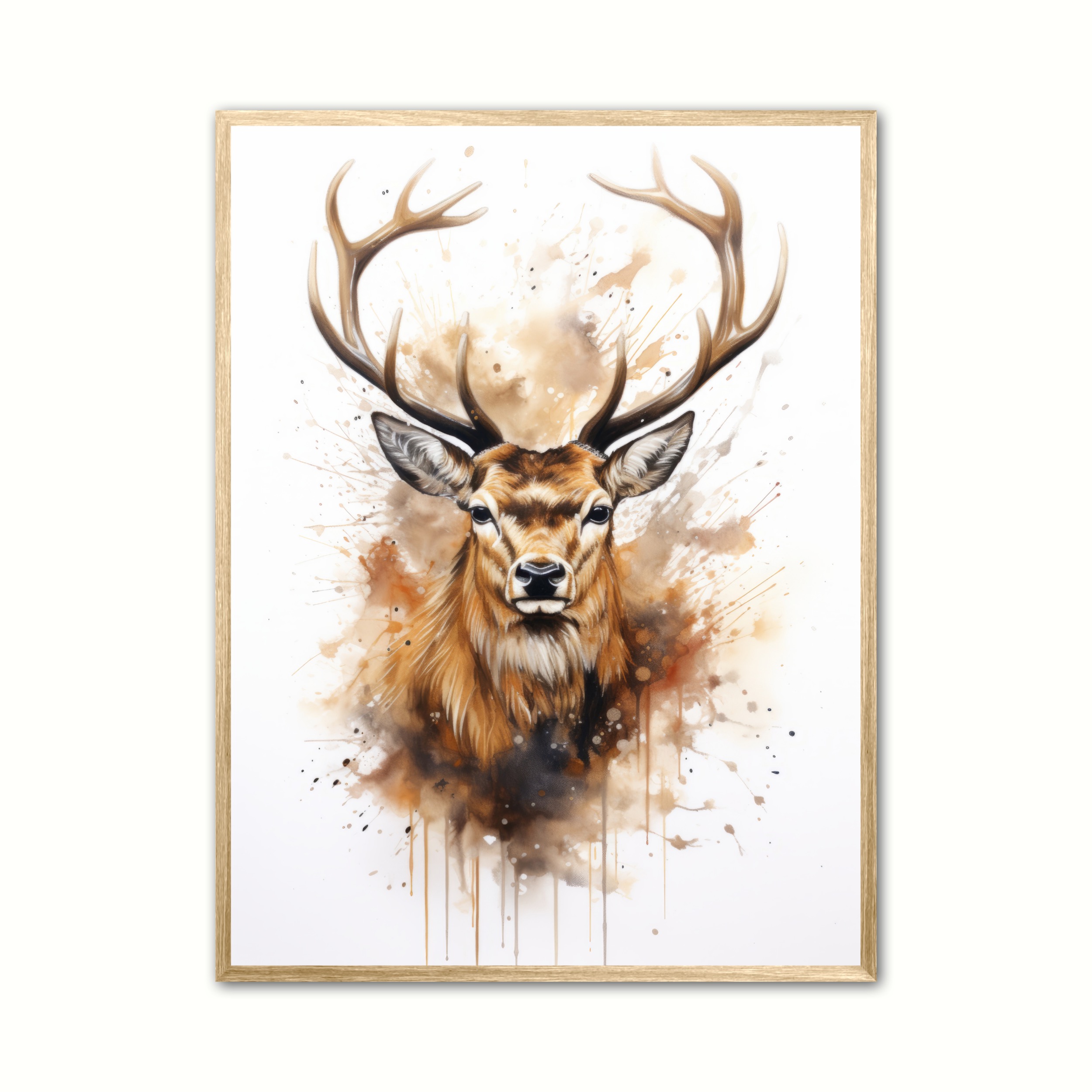 Plakat med Hjort Plakat 10 - Vandfarve Effekt 21 x 29,7 cm (A4)