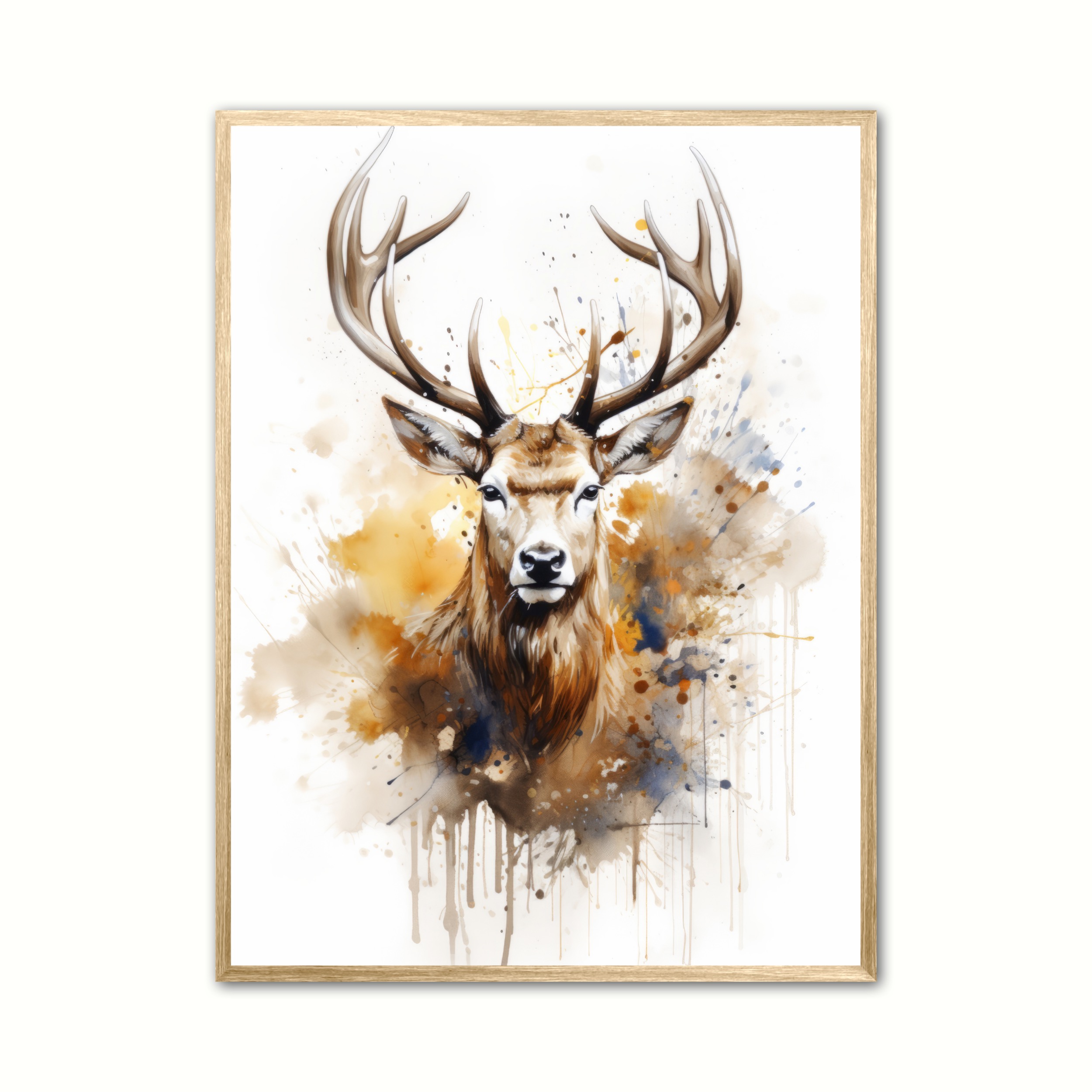 Plakat med Hjort Plakat 11 - Vandfarve Effekt 21 x 29,7 cm (A4)
