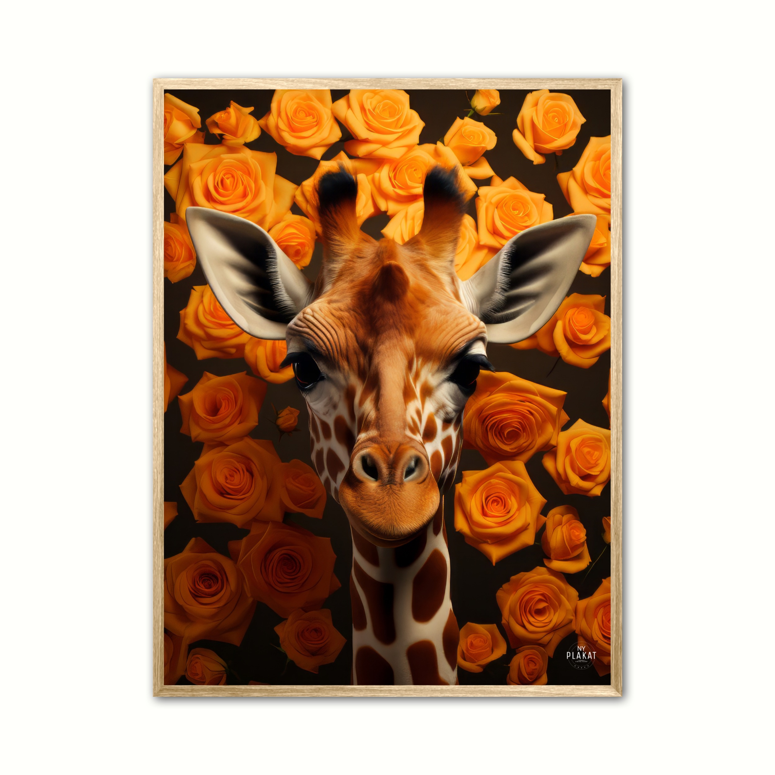 Plakat med Orange Rosernes Giraf - Giraf Plakat 19 50 x 70 cm (B2)