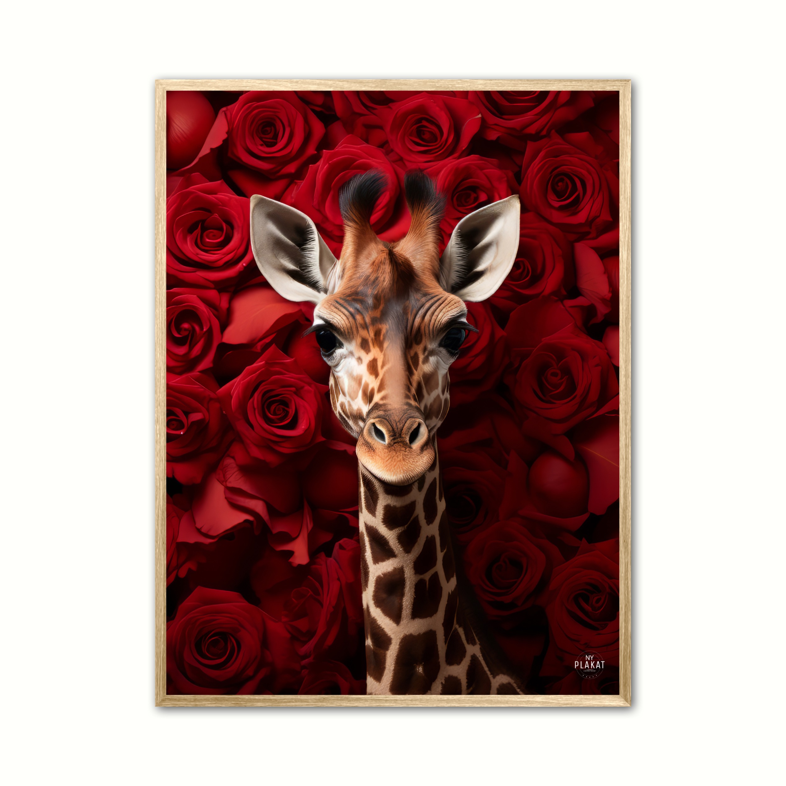 Plakat med Giraffens Krlighed til Rde Roser - Giraf Plakat 17 21 x 29,7 cm (A4)